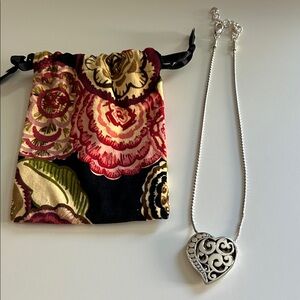 Brighton Silver Heart Necklace with Intricate Design